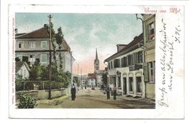 Gruss aus Wil (SG) rechts Sattler Werkstadt Strassenzug 1901