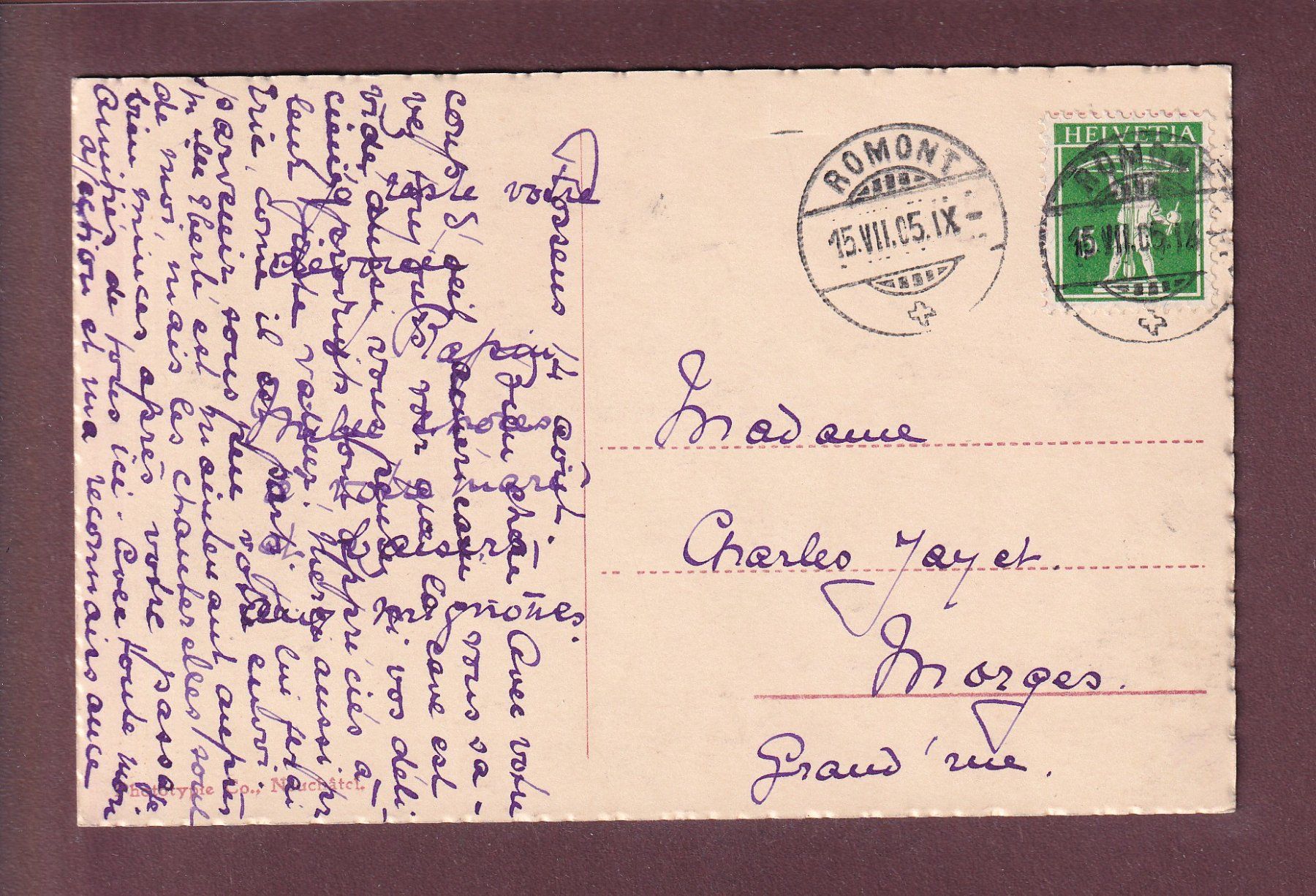 Cartes postales: ESTAVAYER - Tour du Château - 1905 – D'occasion à Pully par nicecards 1
