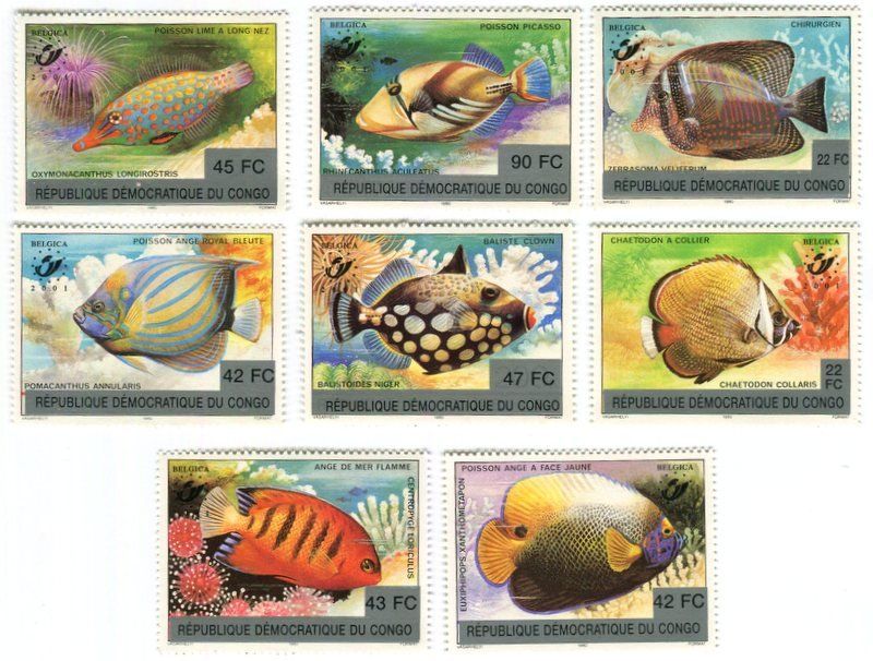 Tutti i francobolli: Briefmarken "Fische". Kongo – Nuovo e nell'imballaggio originale da Basel venduto da Butsch5