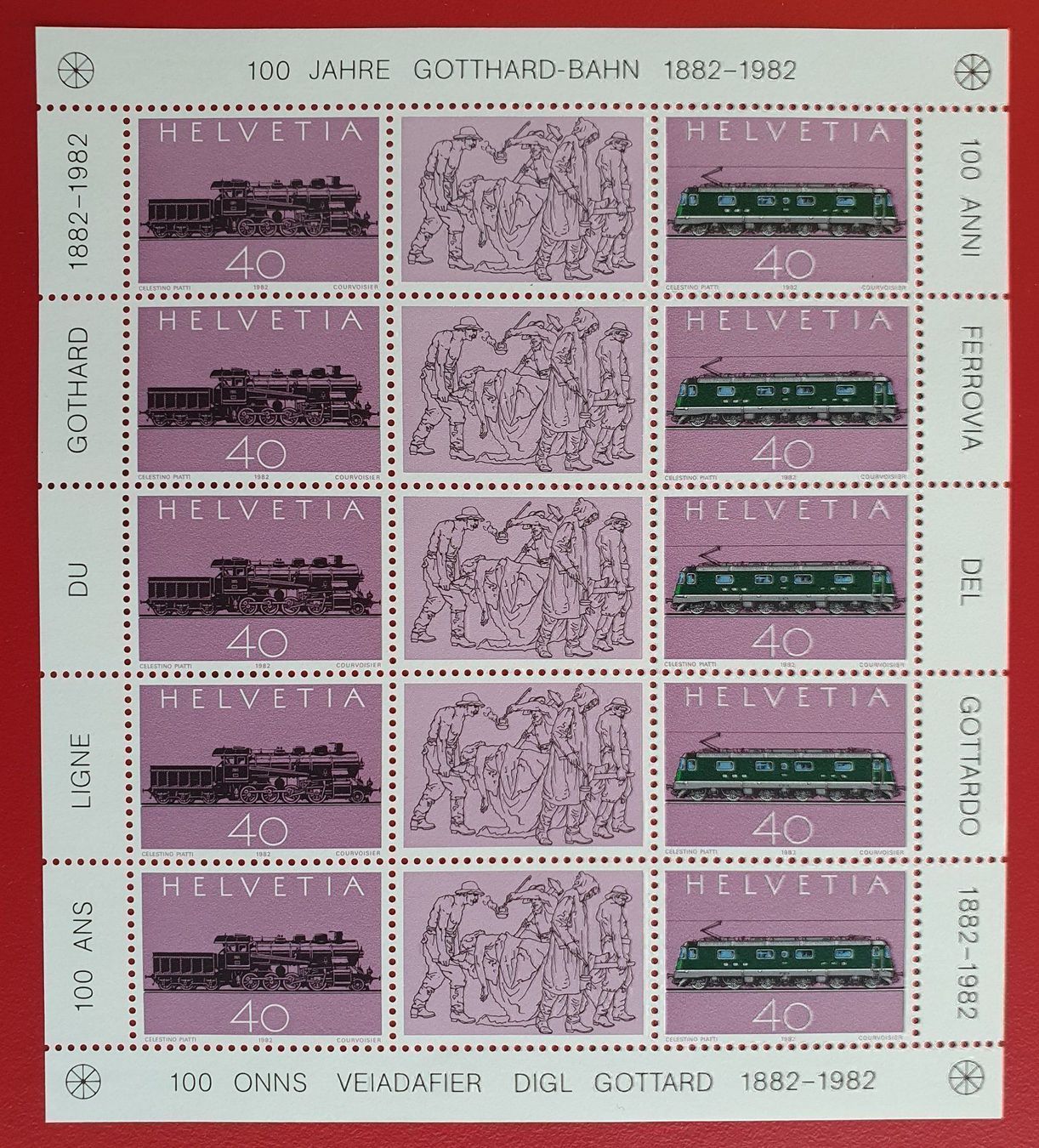 Tutti i francobolli: 100 JAHRE GOTTHARDBAHN 668 669 BOGEN S75 1982** POSTFRISCH – Nuovo (secondo la descrizione) da Düdingen venduto da Quartierstrasse