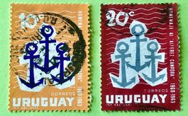 BRIEFMARKEN AUS  Uruguay Segelreise um die Welt  GESTEMPELT