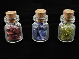 3 Wunschflaschen/Flasche Jaspis, Sodalit, Peridot