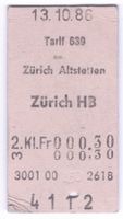 Billette Zürich Altstetten – Zürich HB