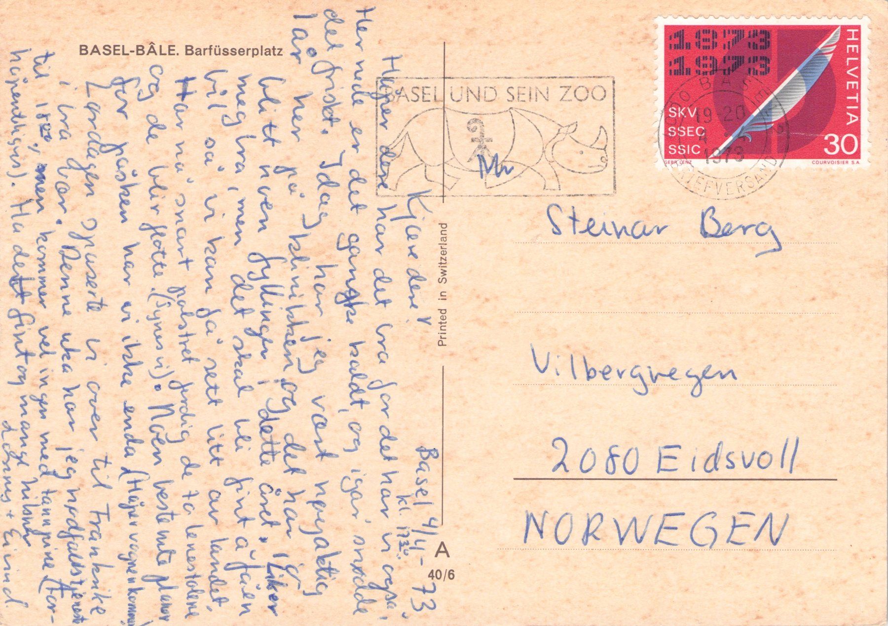 Cartoline postali: Basel // 1973 Barfüsserplatz Tram Nr. 9 Oldtimer – Usato da Basel venduto da intermezzo12 1