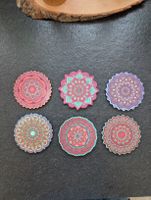 6er-Set farbenfrohe Mandala-Untersetzer, Boho / Orient Style