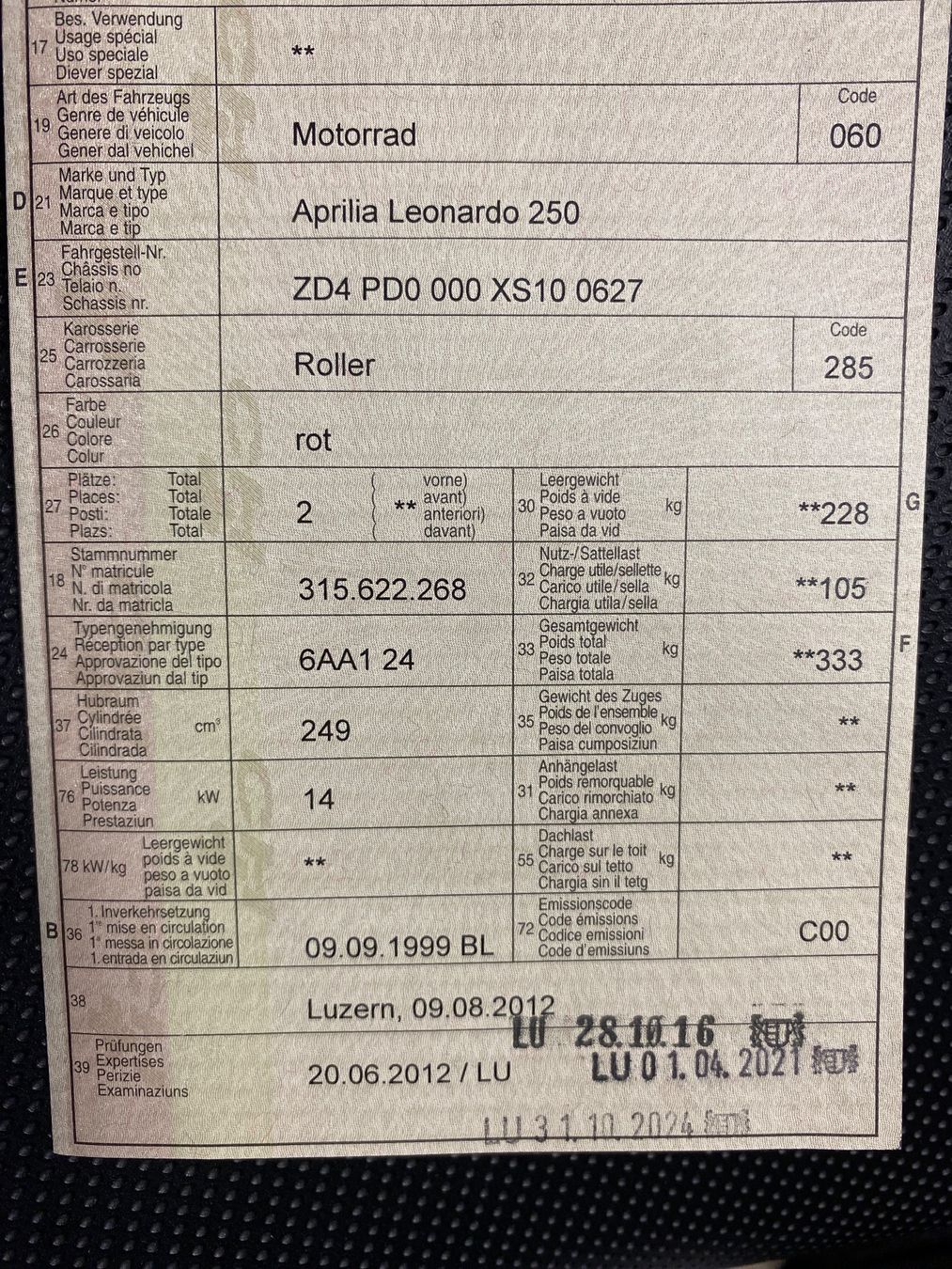 Aprilia Scooter: Aprilia Leonardo 250 – Usato da Ballwil venduto da menix_68 6
