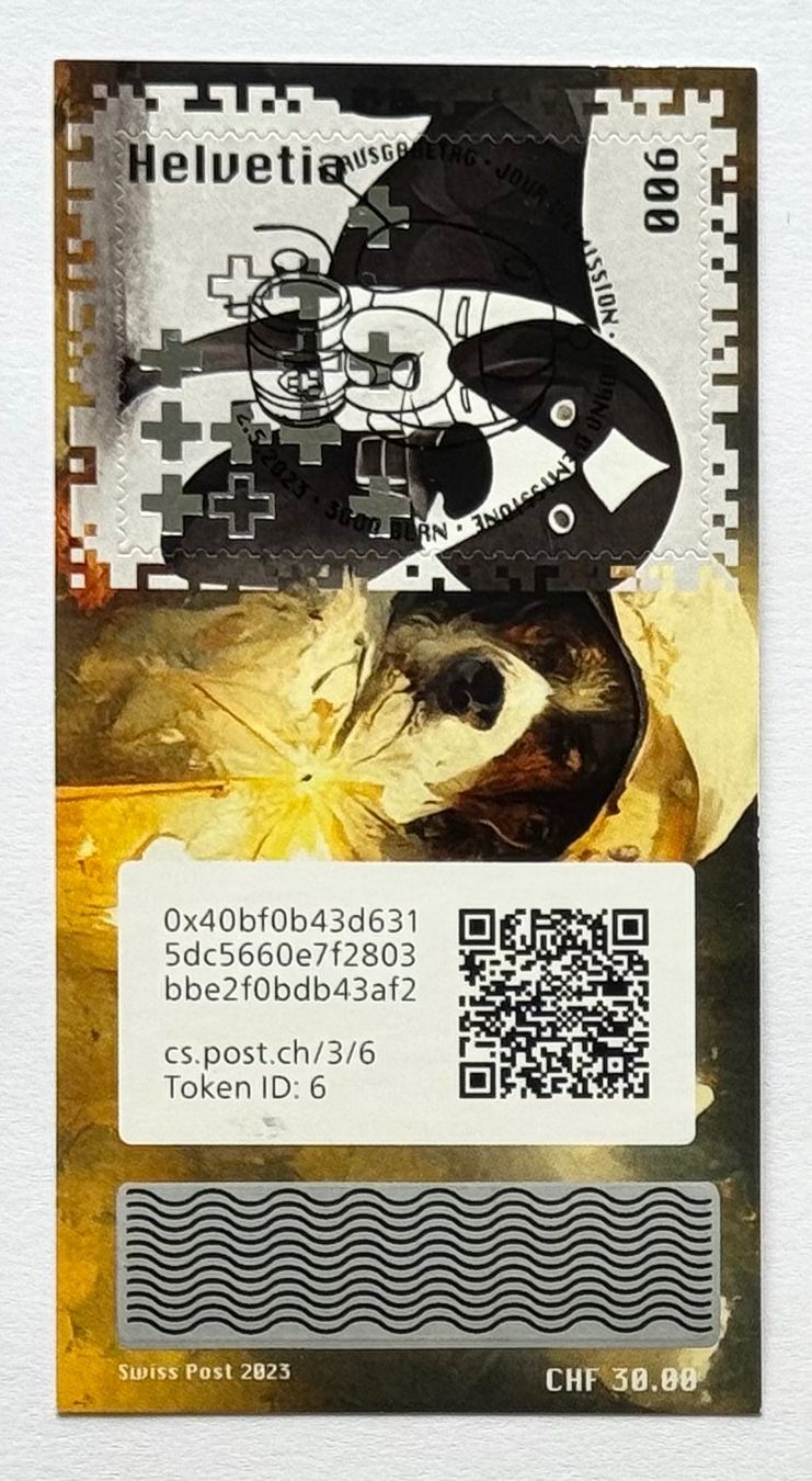 Tampons: Swiss Crypto Stamp 3.0 ID6 Milo mit Ersttagsstempel – Neuf (Voir description) à Baar par ricjon