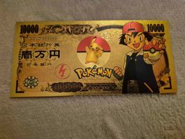 Banknote Pokemon Ash Gold Foil Plated
