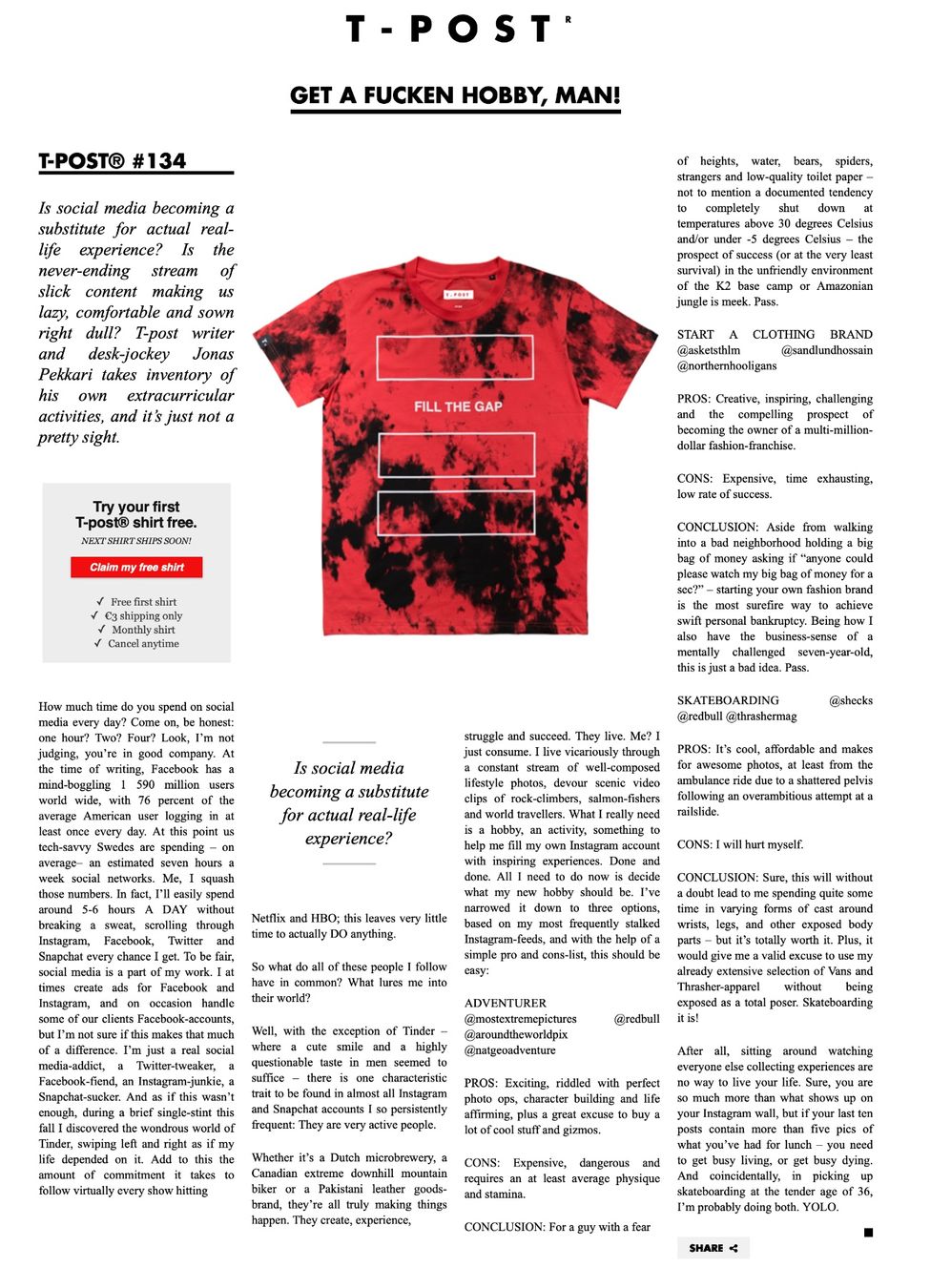 T-Shirts: T-post.com Special T-Shirts mit Background - Grösse M – Neu (gemäss Beschreibung) aus Münsingen von Omasaki