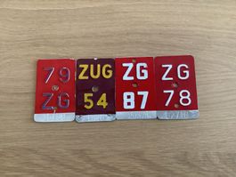 4 alte Zuger Velonummern