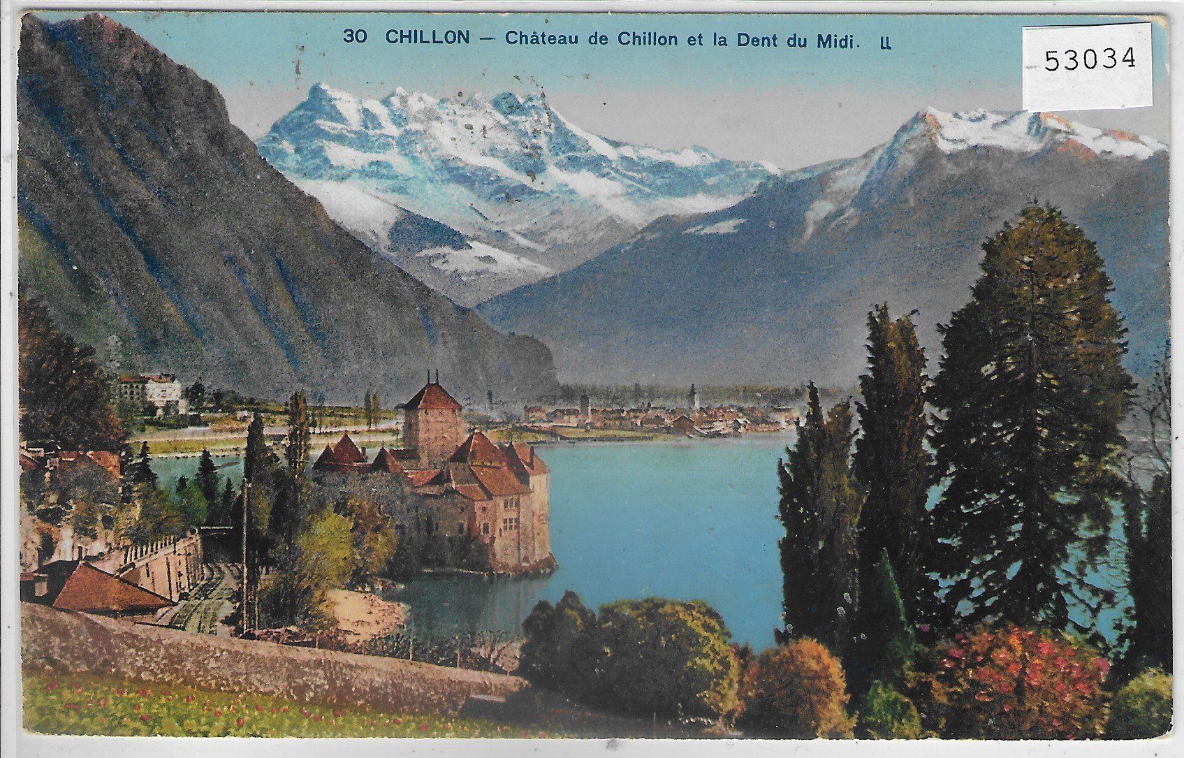 Cartoline postali: Chillon - Chauteau de Chillon et la  Dent du Midi - Litho – Usato da Ettingen venduto da Kartenplanet