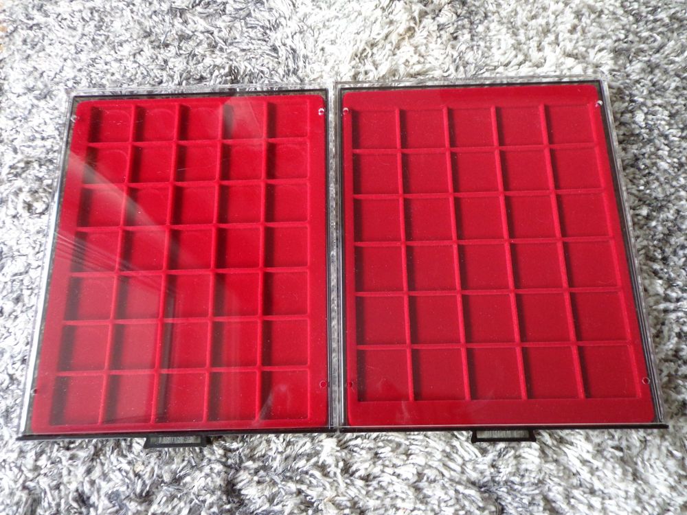 Coffret Numismatique LINDNER NERA XL - 3 Plateaux Rouge Pour 90 Monnaies