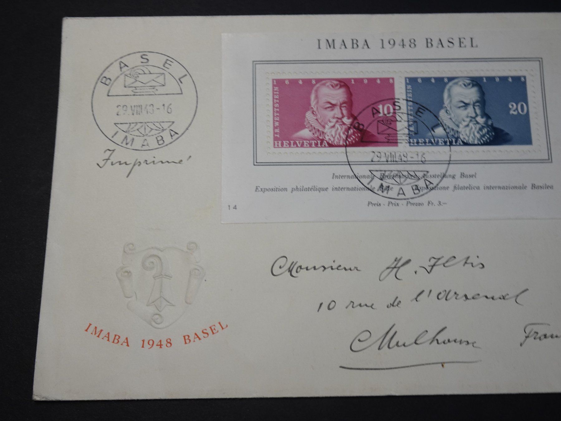Alle Briefmarken: 29.VIII.48., IMABA BASEL, IMABA BLOCKW31 – Gebraucht aus Eschenbach SG von eDaisy