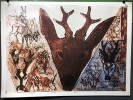 Vintage Schulwandbild REH, Hans Eigenheer #G4 LxB: 65,5x90cm