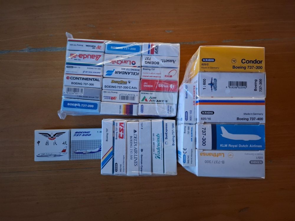 Lot Rare D'avions Miniatures Schabak 1:600, Boeing 737, A300, B747-400, Bon état