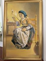 Gemälde "Spinnende Frau" von Milenkovic D., 1980, Serbien