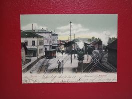 Aarau Aargau Bahnhof um 1908 mit Bahn AK Repro Color