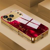 Hülle Rot Goldy Marbel für iPhone 13 14 15 16 17