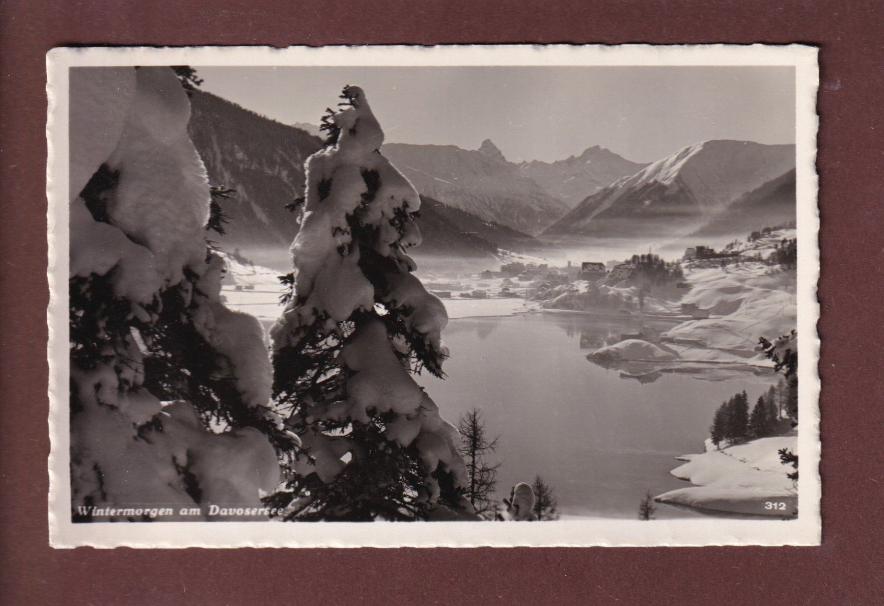 Cartoline postali: DAVOS - Davosersee - Wintermorgen - 1949 – Usato da Pully venduto da nicecards
