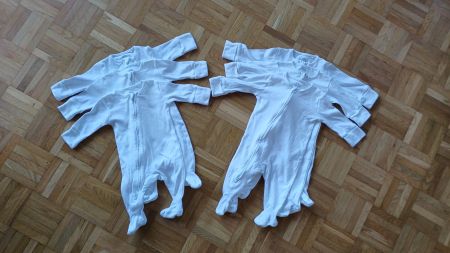Baby Strampler Set weiss Grösse 56+62