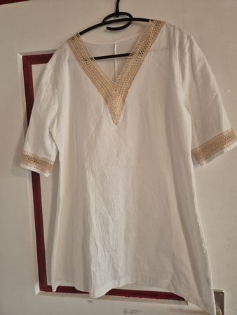 Sommer Tunika Weiss mit Spitze, Gr. M, Top Zustand!
