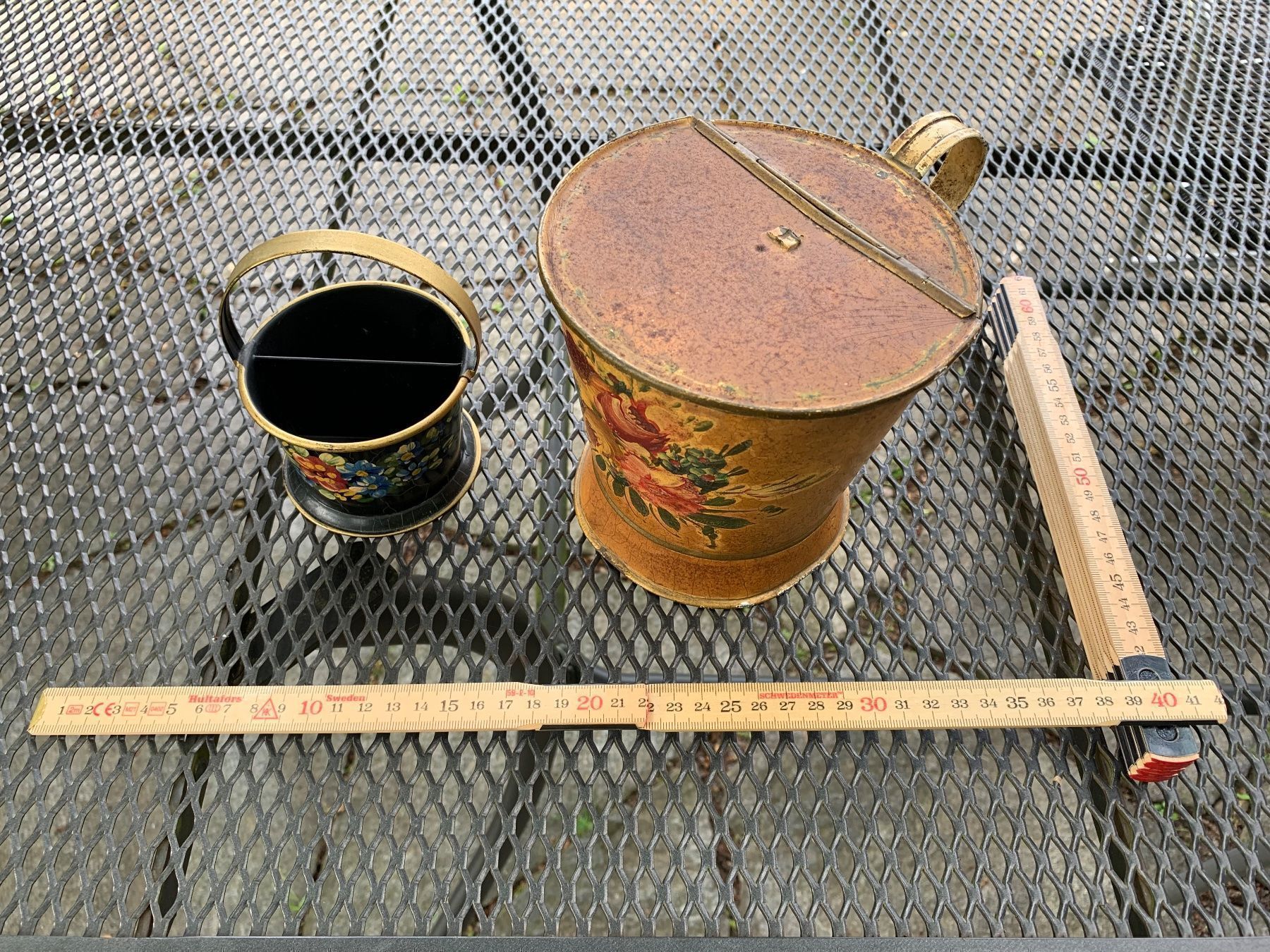 Pentole: 2 schöne bemalte Blechtöpfe – Usato da Feldbach venduto da Olive1 9