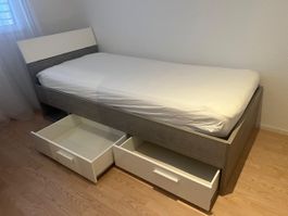 Jugendbett grau/weiss