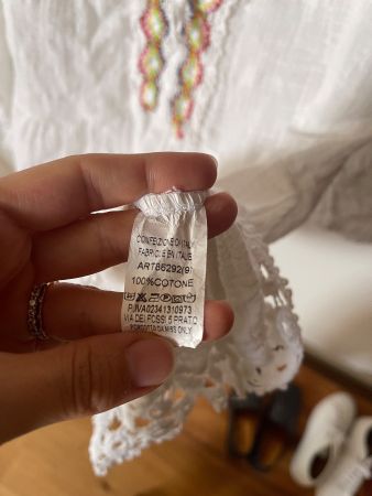 Weisse Baumwollbluse, Italienische Spitze, Gr. S