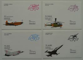 4 Briefe Flugplätze, Fliegerei, Helikopter, Düsenflieger Jet