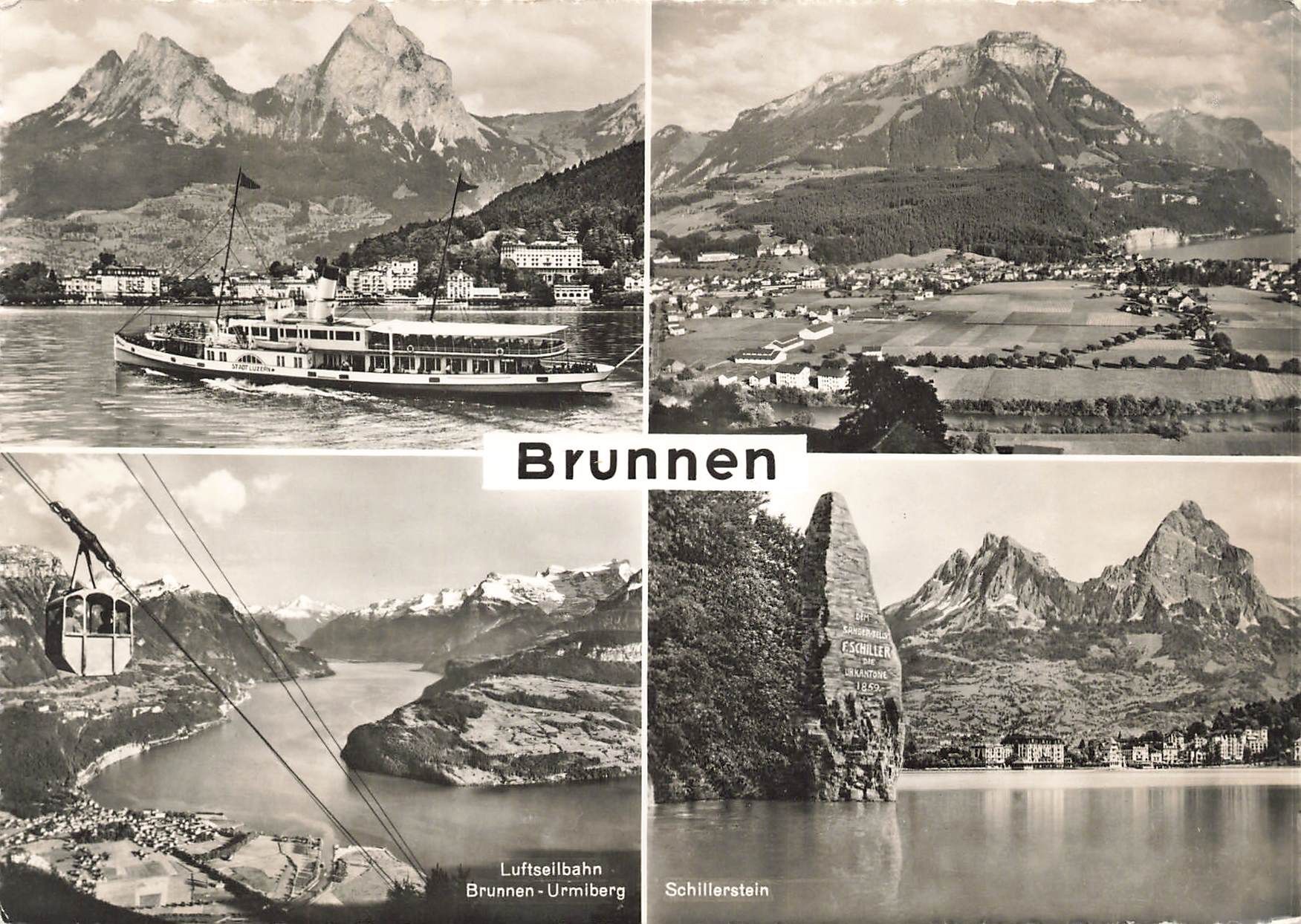 Cartoline postali: Brunnen Seilbahn schiff battello – Usato da Biasca venduto da Blenio71