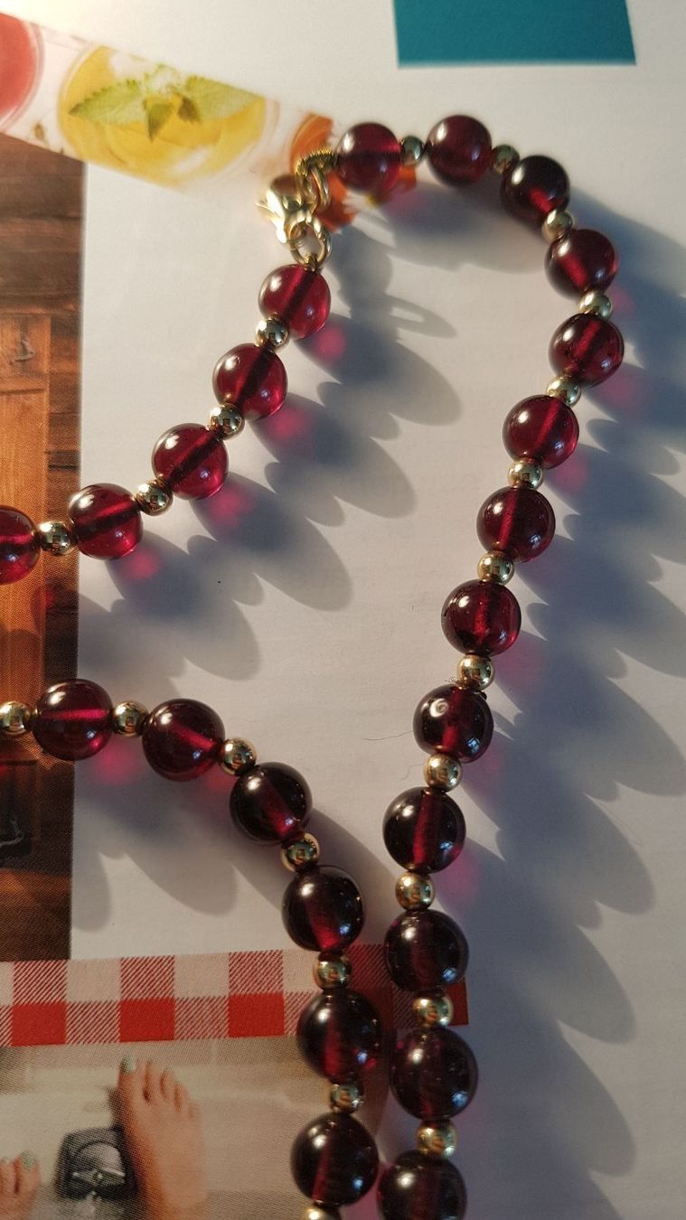 Catenine: Goldkugel - Kette mit Granatsteinen – Nuovo (secondo la descrizione) da Unterägeri venduto da Altgoldschmuck 8