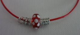 NEUE Halskette rot-weiss Polka dot - Handmade - 80612