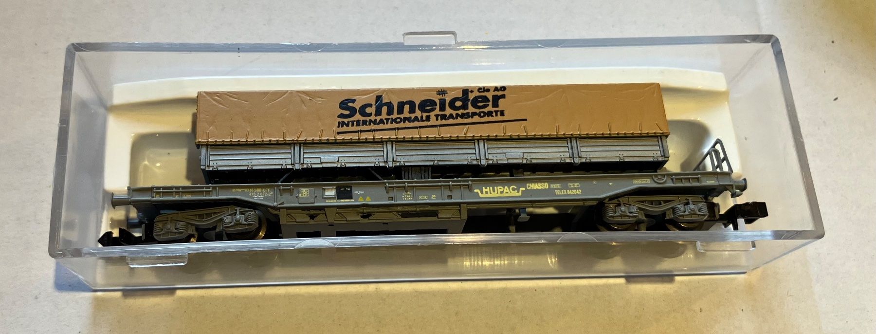 Roco Modellini di ferrovie: Schneider HUPAC Taschenwagen Spur N – Usato da Dompierre VD venduto da immorentes