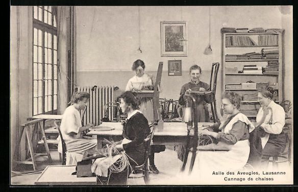 Cartoline postali: Lausanne, Asile des Aveugles, Cannage de – Usato da Berlin venduto da bartko-reher
