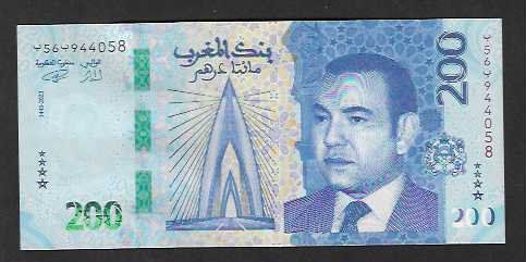 Banconote: Morocco  200 Dirhams  2023  Bankfrisch – Nuovo (secondo la descrizione) da Gordola venduto da coinsandnotes