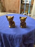 2er Set Katzenfigur Messing 8cm Höhe gut erhalten
