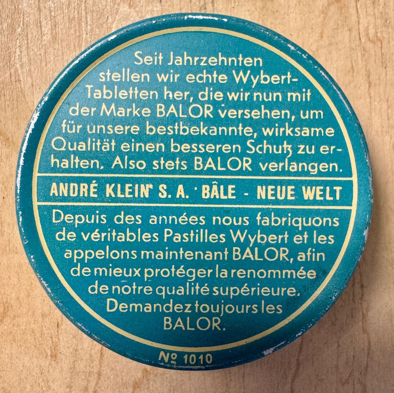 Dosen: BALOR Wybert Tabletten - André Klein Basel - alte Blechdose – Gebraucht aus Rothrist von Luckywinner 1