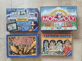4 Brettspiele Monopoly Scotland Yard Labyrinth Manhattan