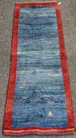 Schöner Perserteppich Läufer blau rot 205 x 77 cm 