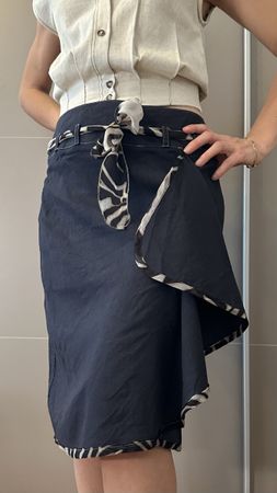 Jupe Erico Chic T40 en lin avec ceinture en soie