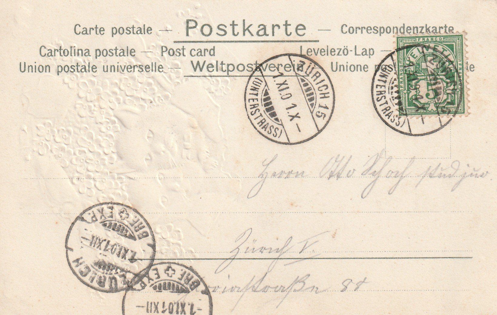 Cartoline postali: 2 Katzen mit Blumen Prägekarte – Usato da Rorschacherberg venduto da fratovi2 1