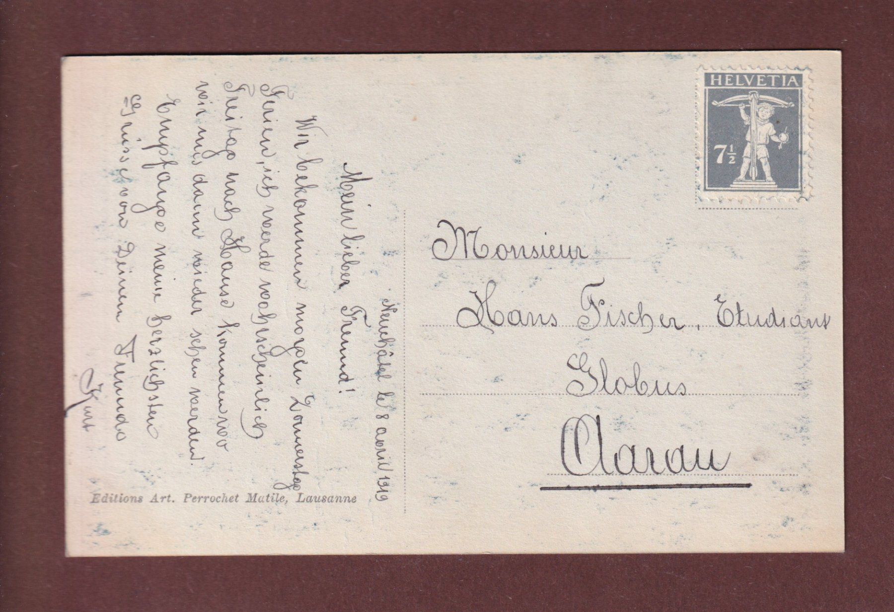 Cartoline postali: NEUCHÂTEL - Musée des Beaux-Arts - 1919 – Usato da Pully venduto da nicecards-shop 1
