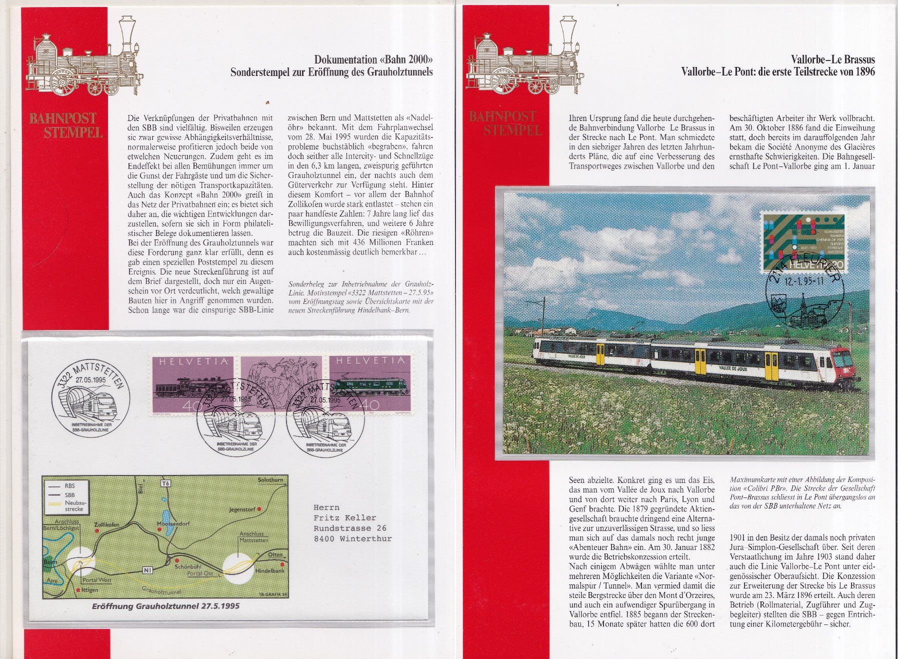 Tous les timbres: 17 Stk. CH Eisenbahn Spezial-Belege – D'occasion à Münchwilen AG par Nesar