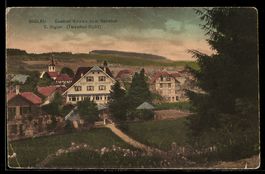 AK Biglen, Gasthof Kreuz zum Bahnhof und Ort