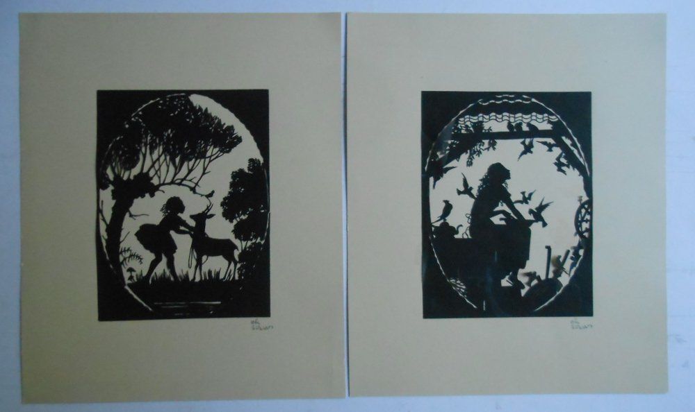 Grafiken & Lithographien: Lotte Gützlaff. 2 Scherenschnitte. – Gebraucht aus Basel von Domba