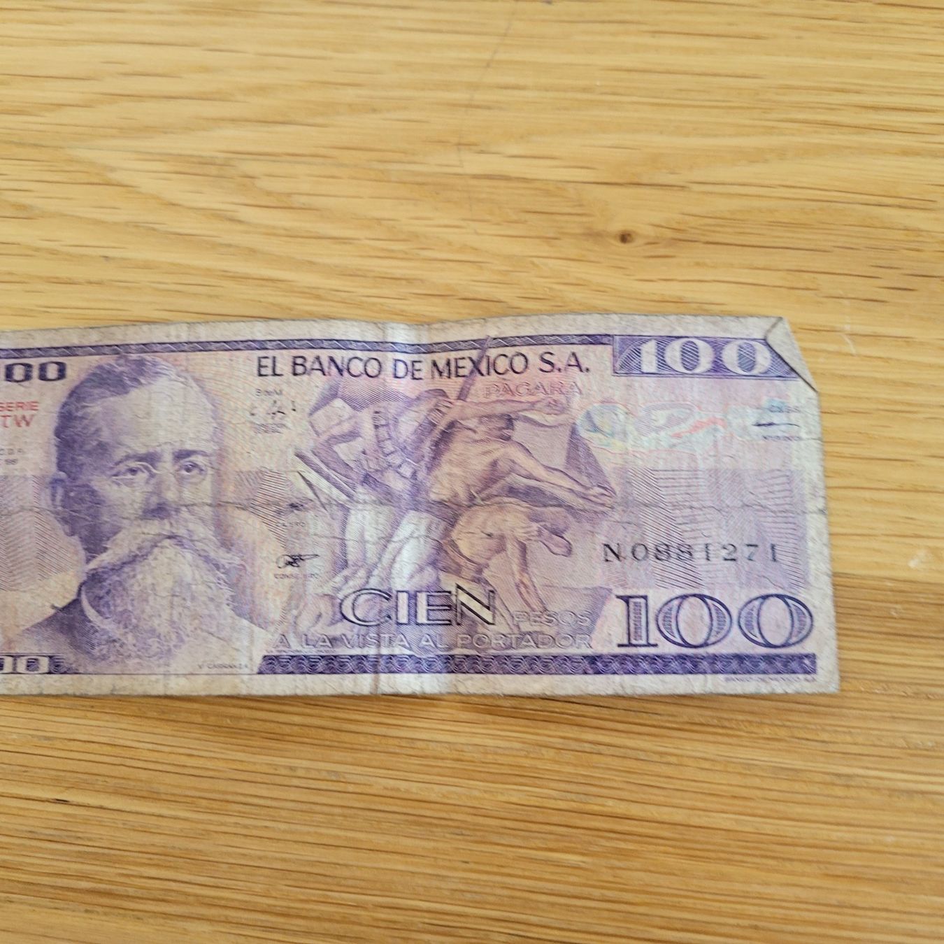 Banknoten: Banknote Mexico 100 – Gebraucht aus Biel/Bienne von Destockweb