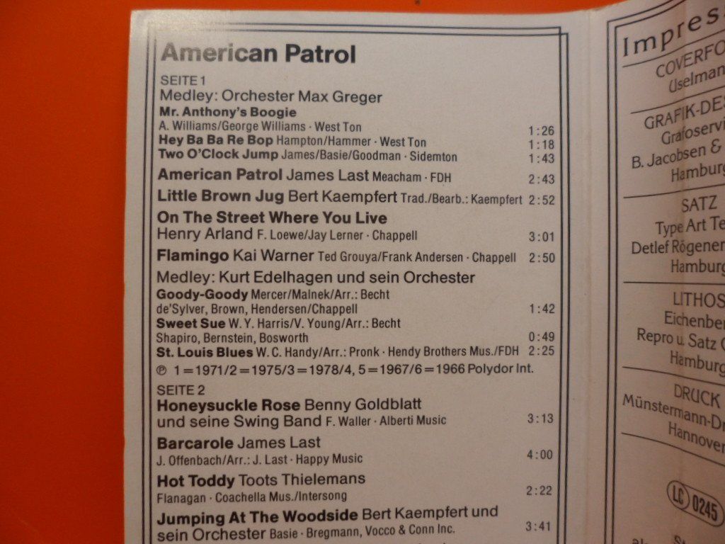 Musicassette: SWING  TIME,   AMERICAN  PATROL – Usato da Langnau i. E. venduto da gf2_29jt 1