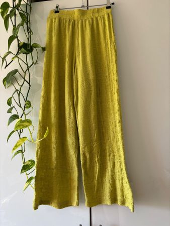 MANGO limettengrüne Hose aus strukturiertem Stoff Gr. XS