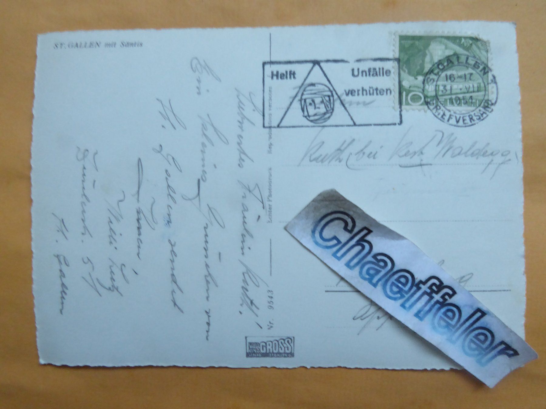 Cartoline postali: 1951 St. Gallen mit Säntis – Usato da Zürich venduto da Chaeffeler 1