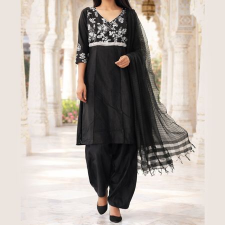 Salwar Kameez + Schal Gr M  Bollywood Kleid Indien Schwarz